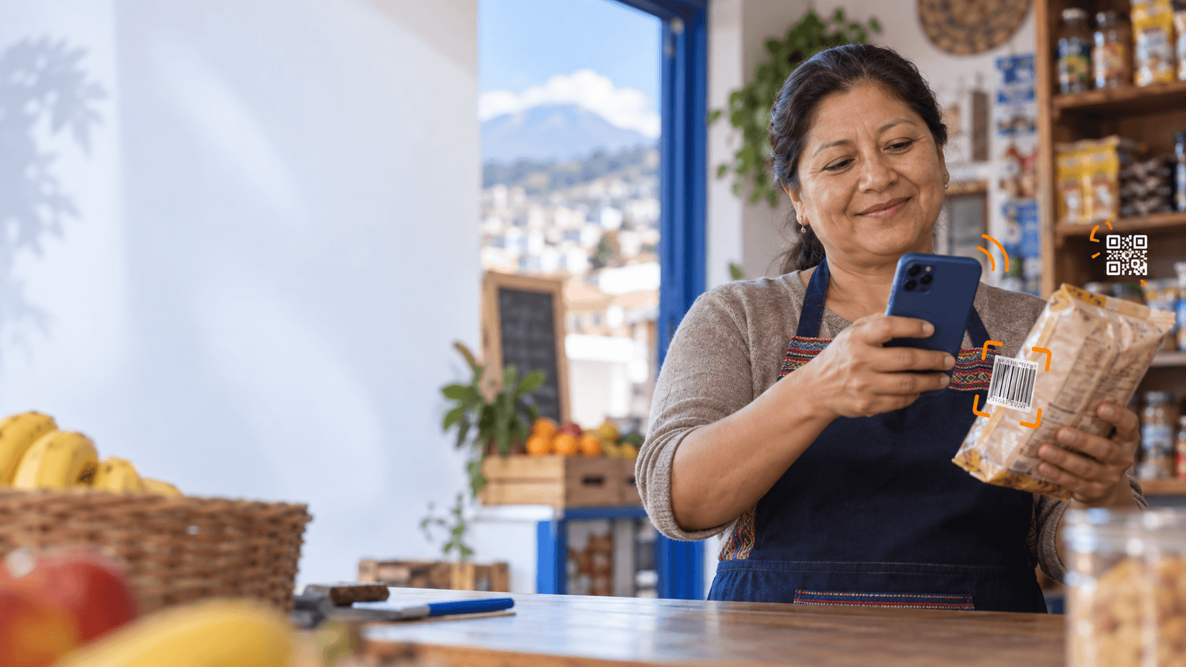 Comerciante utilizando Market Mundi en su punto de venta